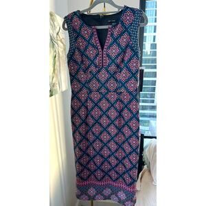 Maggy London | Geometric Print Sleeveless Midi Dress | New With Tags | Size 4